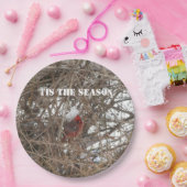 Rode Kardinaal Sneeuwtakken Papieren Bordje (Feest)