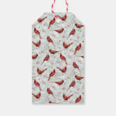 Rode kardinaal Snowy Pine Branch Kerstmis Cadeaulabel (Achterkant)