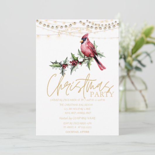 Rode Kardinaal Sterren Rode Kerstmis Kaart (Staand voorkant)