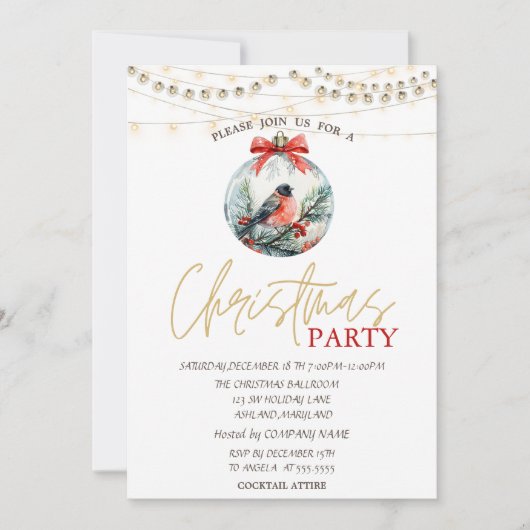 Rode Kardinaal Sterren String Lichten Rode Kerst Kaart (Voorkant)