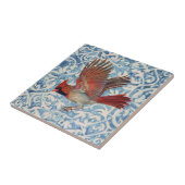 Rode Kardinaal tijdens de vlucht Tegeltje (Zijkant)