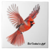 Rode kardinaal tijdens de vlucht tegeltje (Voorkant)