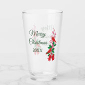 Rode kardinaal tijdens Holly Christmas Glas (Voorkant)