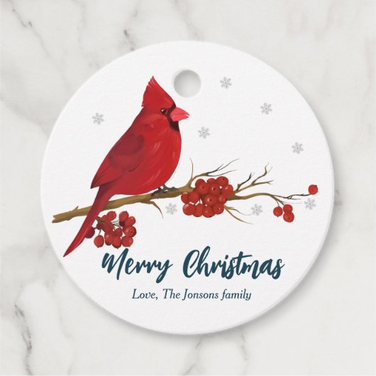 Rode Kardinaal Verjaardag Kerstmis Bedankjes Labels (Voorkant)