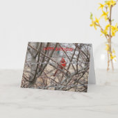 Rode kardinaal, verjaardag laat het schijnen kaart (Gele Bloem)