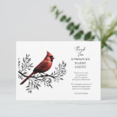 Rode Kardinaal Viering van het Leven Begrafenismon Bedankkaart (Staand voorkant)