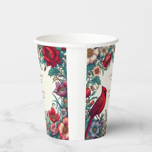 Rode Kardinaal Viering van het Leven Begrafenismon Papieren Bekers (Rechts)