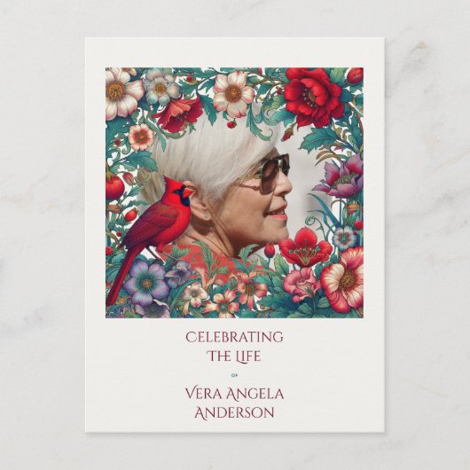 Rode Kardinaal Viering van het Leven FOTO Briefkaart (Voorkant)