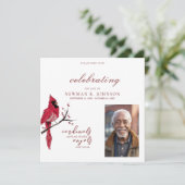 Rode Kardinaal Viering van het Leven Foto Kaart (Staand voorkant)