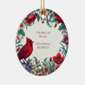 Rode Kardinaal Viering van het Leven FOTO Keramisch Ornament (Rechts)