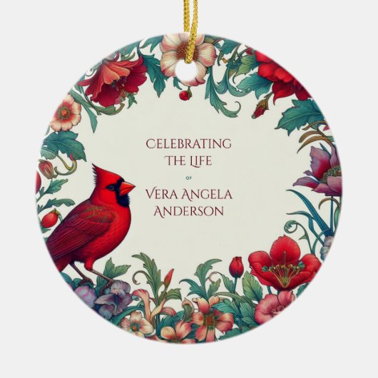 Rode Kardinaal Viering van het Leven FOTO Keramisch Ornament (Voorkant)