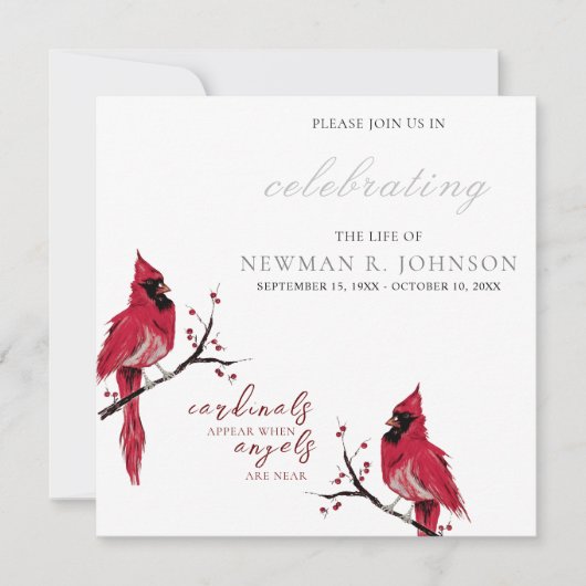Rode Kardinaal Viering van het Leven Kaart (Voorkant)