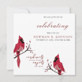 Rode Kardinaal Viering van het Leven Kaart (Voorkant)