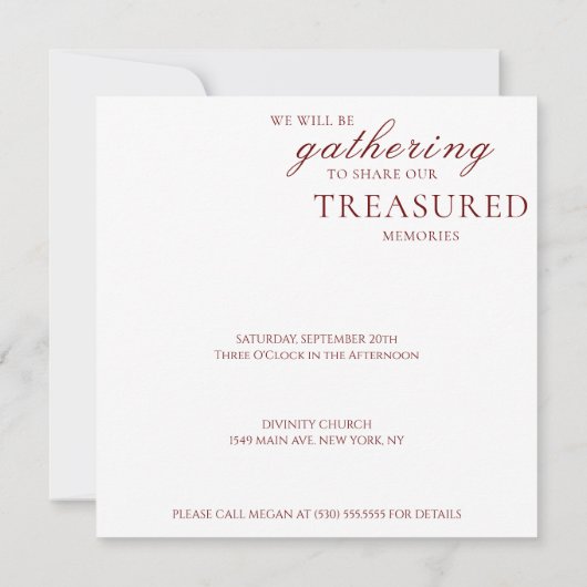 Rode Kardinaal Viering van het Leven Kaart (Achterkant)