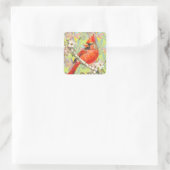 rode kardinaal vierkante sticker (Tas)