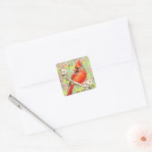 rode kardinaal vierkante sticker (Envelop)