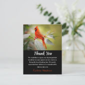 Rode Kardinaal Vogel Begrafenisfoto Dank u Bedankkaart (Staand voorkant)