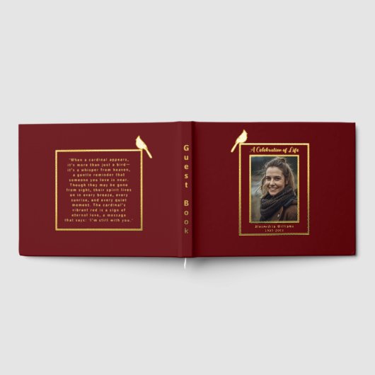 Rode Kardinaal Vogel Echte Folie Begrafenis Gastbo Gastenboek (Volledig)