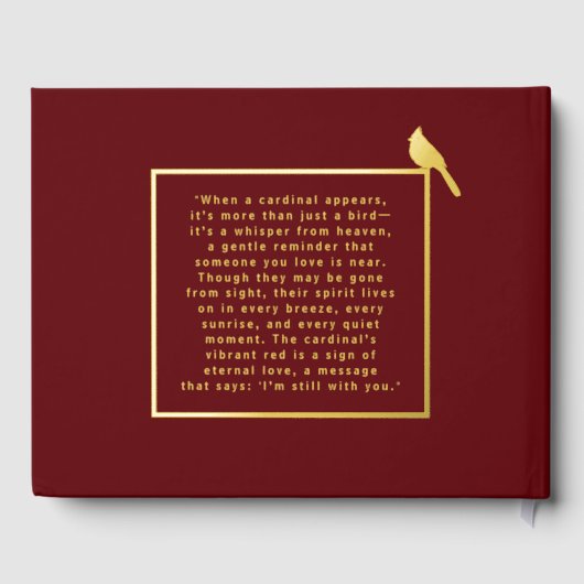 Rode Kardinaal Vogel Echte Folie Begrafenis Gastbo Gastenboek (Achterkant)