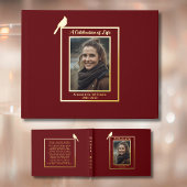 Rode Kardinaal Vogel Echte Folie Begrafenis Gastbo Gastenboek