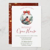 Rode Kardinaal Vogel Holly Berry Ball Kerstmis Kaart (Voorkant / Achterkant)