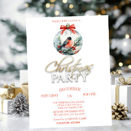 Rode Kardinaal Vogel Holly Berry Ball Uitnodiging