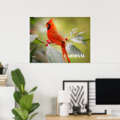 Rode kardinaal vogel in de boom poster (Thuiskantoor)