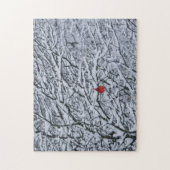 Rode Kardinaal Vogel in Sneeuwboom Winter Art Puzz Legpuzzel (Verticaal)
