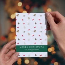 Rode Kardinaal Vogel Kerst Kaart Moderne Pijnbomen