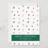 Rode Kardinaal Vogel Kerst Kaart Moderne Pijnbomen (Voorkant)