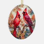 Rode Kardinaal Vogel Kerstmis Gepersonaliseerd Keramisch Ornament (Rechts)