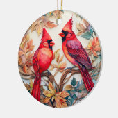 Rode Kardinaal Vogel Kerstmis Gepersonaliseerd Keramisch Ornament (Links)