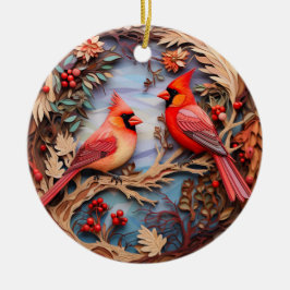 Rode Kardinaal Vogel Kerstmis Gepersonaliseerd Keramisch Ornament