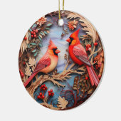 Rode Kardinaal Vogel Kerstmis Gepersonaliseerd Keramisch Ornament (Links)