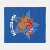 Rode Kardinaal Vogel met Amerikaanse vlag op Groun Fleece Deken (Voorkant (Horizontaal))