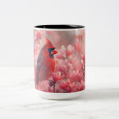 Rode Kardinaal vogel moederdag Tweekleurige Koffiemok (Center)