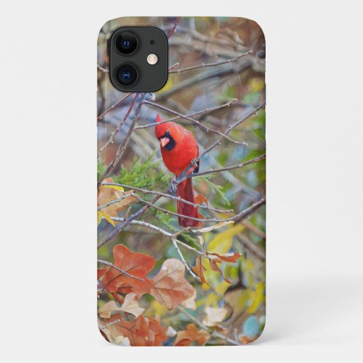 Rode Kardinaal Vogel Natuur Kunst Telefoon Case (Achterkant)