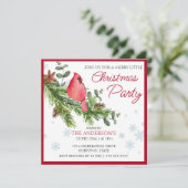 Rode kardinaal vogel op een pijnboomtje met kerst kaart (Staand voorkant)