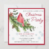 Rode kardinaal vogel op een pijnboomtje met kerst kaart (Voorkant)