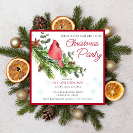 Rode kardinaal vogel op een pijnboomtje met kerst kaart