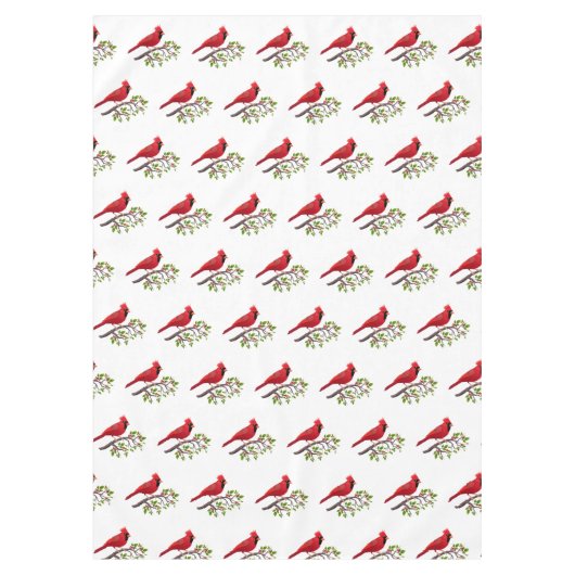 Rode kardinaal vogel op witte tablet tafelkleed (Voorkant)