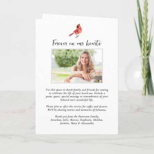 Rode Kardinaal Vogel, Orde van de Dienst Uitvaartf Programma (Achterkant)