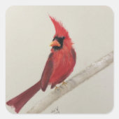 Rode Kardinaal Vogel Sticker Origineel Kunstwerk (Voorkant)