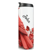 Rode Kardinaal Vogel Thermische Tumbler Thermosbeker (Geroteerd rechts)