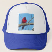 Rode kardinaal/vogel trucker pet (Voorkant)