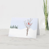 Rode Kardinaal Vogel Vrede Op Aarde Vrolijk Kerstf Feestdagen Kaart (Voorkant)