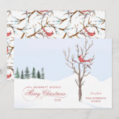 Rode Kardinaal Vogel Vrolijk Kerstfeest Flat Vakan Feestdagenkaart (Voorkant / Achterkant)