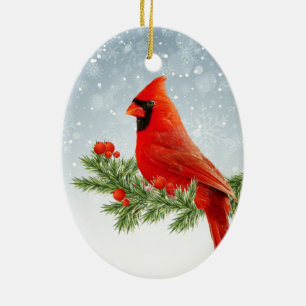 Rode Kardinaal Vogel Vrolijk Kerstfeest ornament