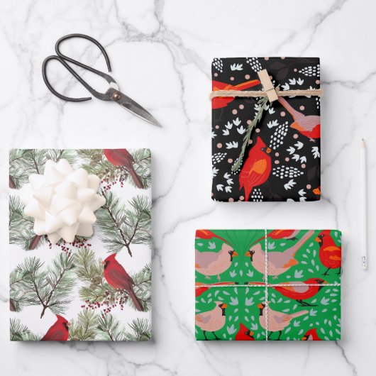  rode kardinaal vogel zonder Kerstmis Inpakpapier Vel (Voorkant)