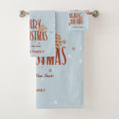 Rode Kardinaal Vogels Bomen Vrolijk Kerstblauw Bad Handdoek (Insitu)